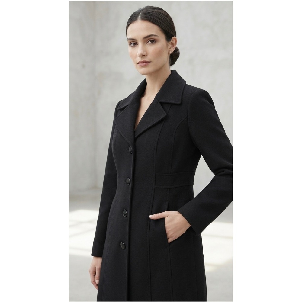 1 Madison Wool Blend Coat Womens Medium Black Single Breasted Mid Length 429778